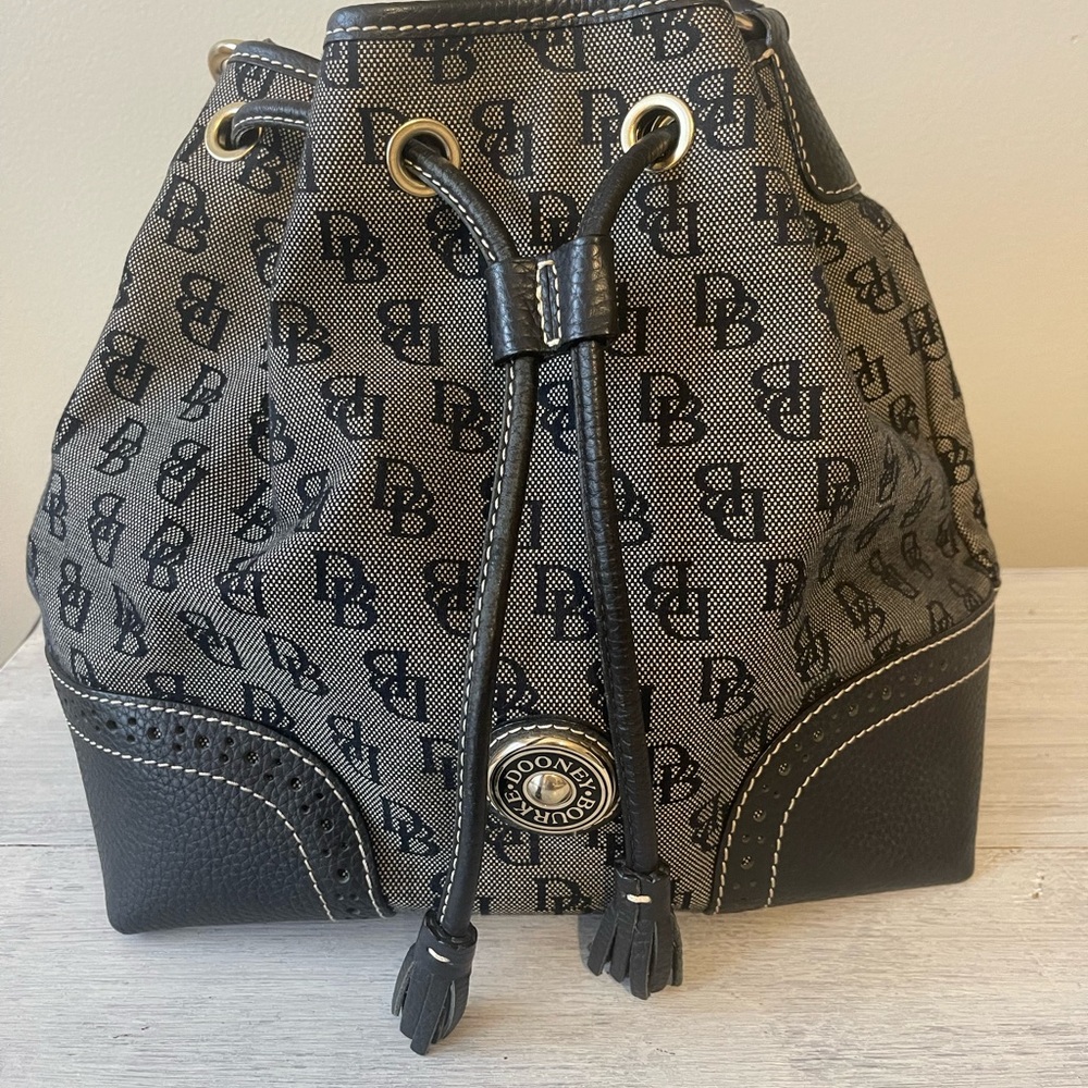 Dooney & Bourke Black and Gray Hobo Bag with Monogram Design